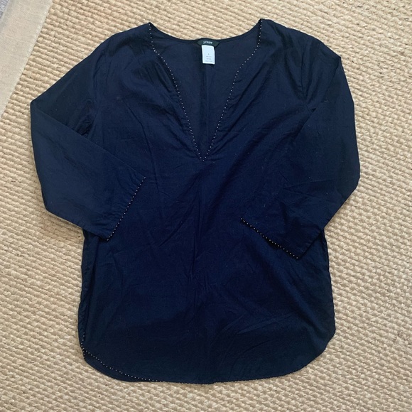 J. Crew Tops - J.Crew Beaded Tunic in Navy Blue